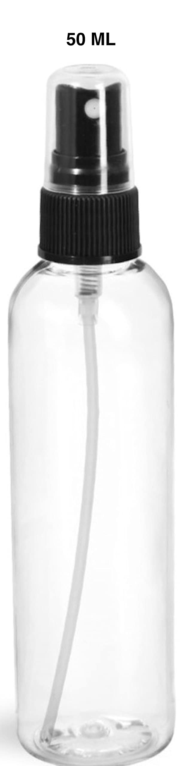 10 Pack Black 50ml Plastic Spray Bottles - Fine Mist Empty Refillable Sprayer with Pump Cap for Essential Oils, Perfumes, Hair Care & Travel Size Liquids - Perfect for DIY Beauty, Aromatherapy & Home Cleaning Solutions