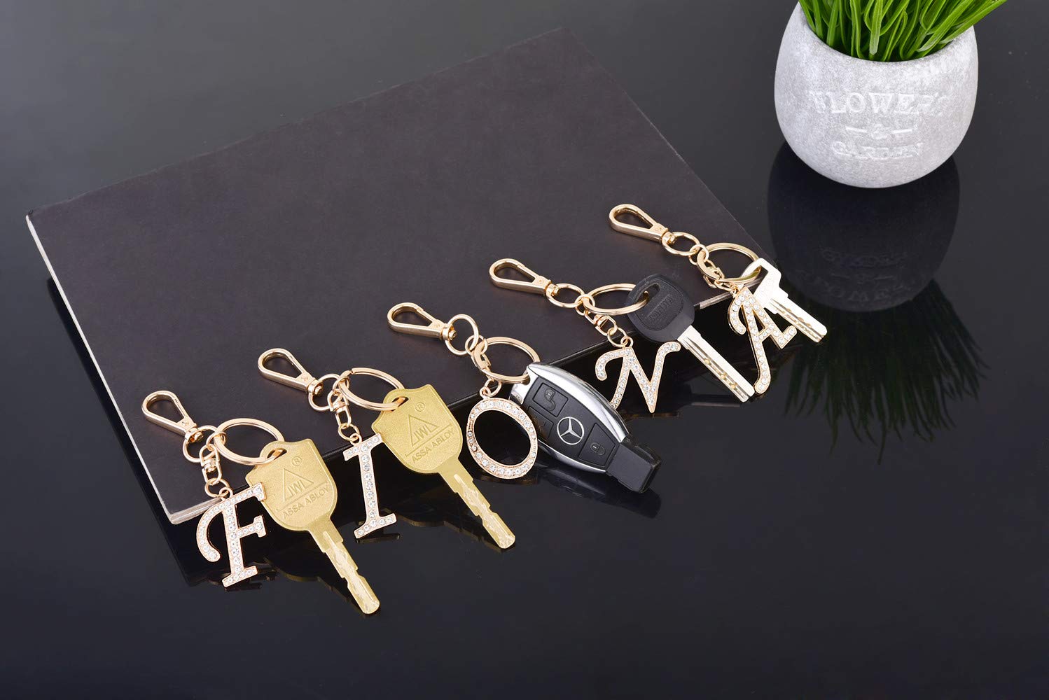 AlphaAcc Crystal Alphabet Initial Letter Keychain for Women - Elegant Purse Charms & Handbag Pendant with Key Ring - Perfect Gift for Birthdays, Anniversaries and Everyday Carry