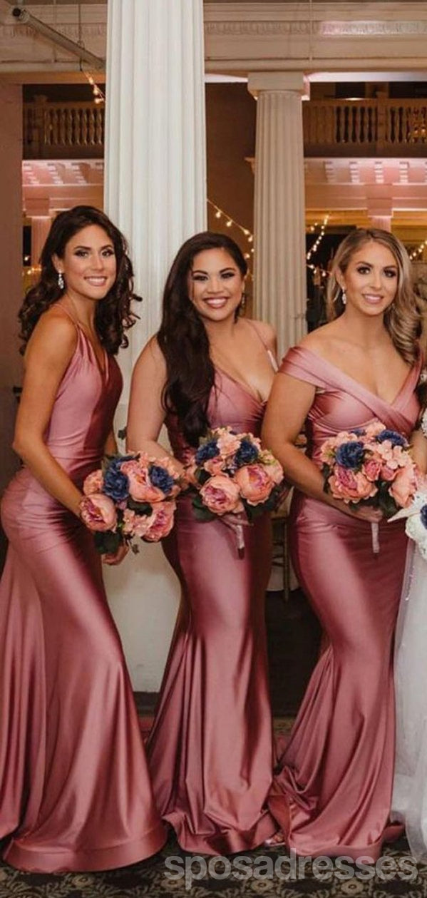 Mismatched Mermaid Dusty Rose Long Bridesmaid Dresses Gown - Elegant Formal Wear for Weddings, Prom & Special Occasions | WG1119