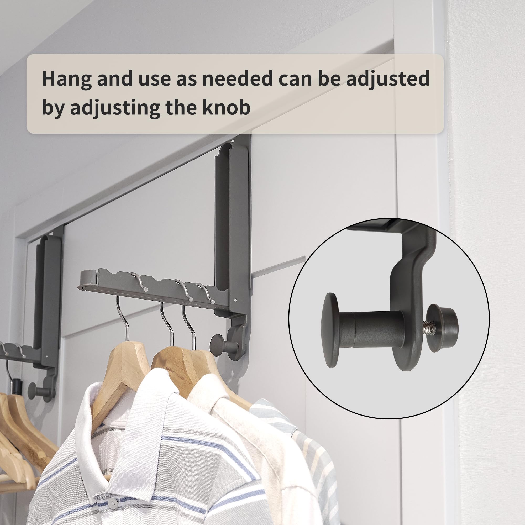 Foldable Over The Door Clothes Drying Rack - Space Saving Retractable Laundry Hanger for Bathroom, Bedroom & Travel | Perfect for Small Spaces & Quick Drying (Space Grey, Model ZT01)