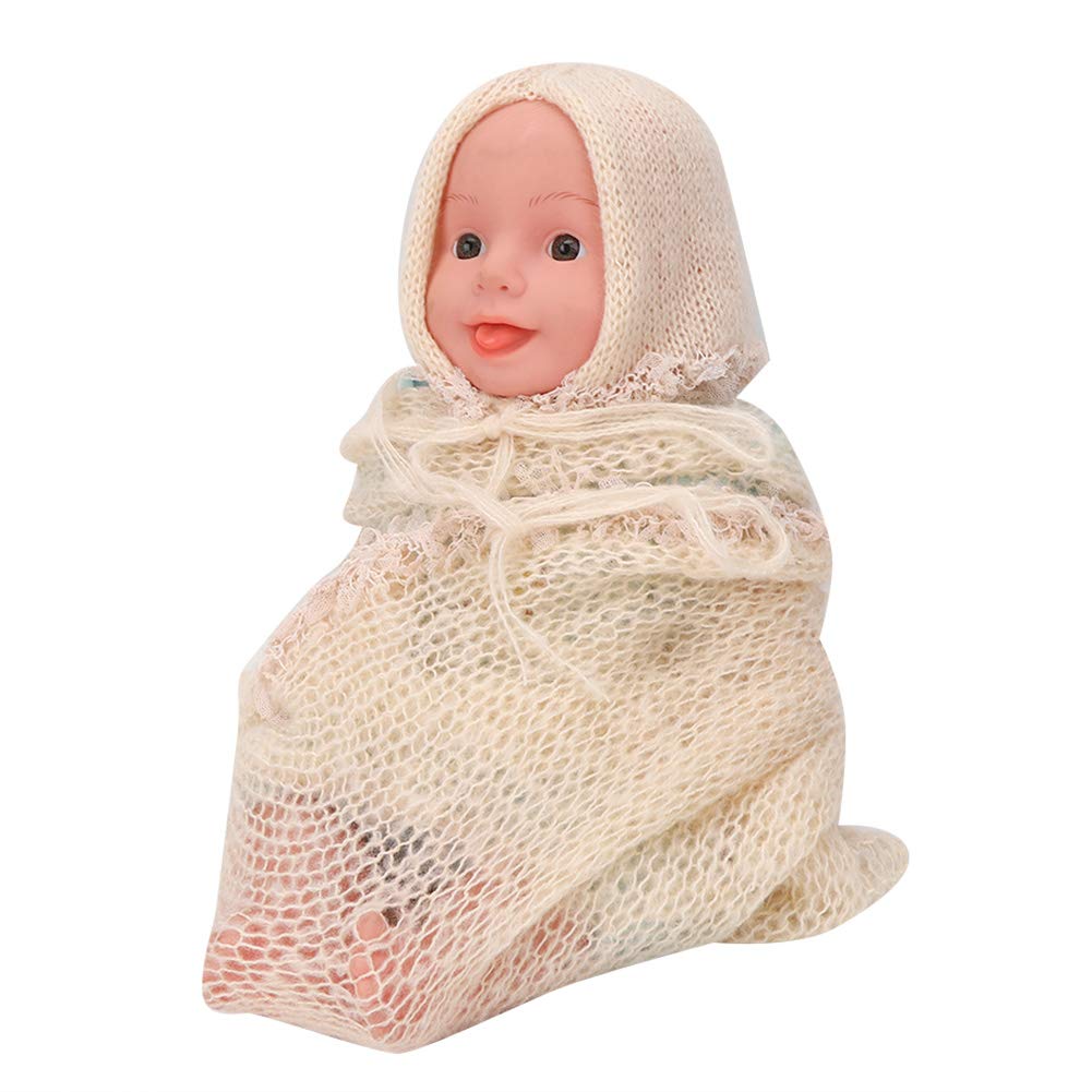Soft Newborn Photography Wraps & Hat Set - Stretchy Baby Swaddle Blanket for Newborn Photo Shoots, Shower Gifts & Nursery Decor (Beige) - Perfect for Professional Photography, Baby Showers & Nursery Room Decoration