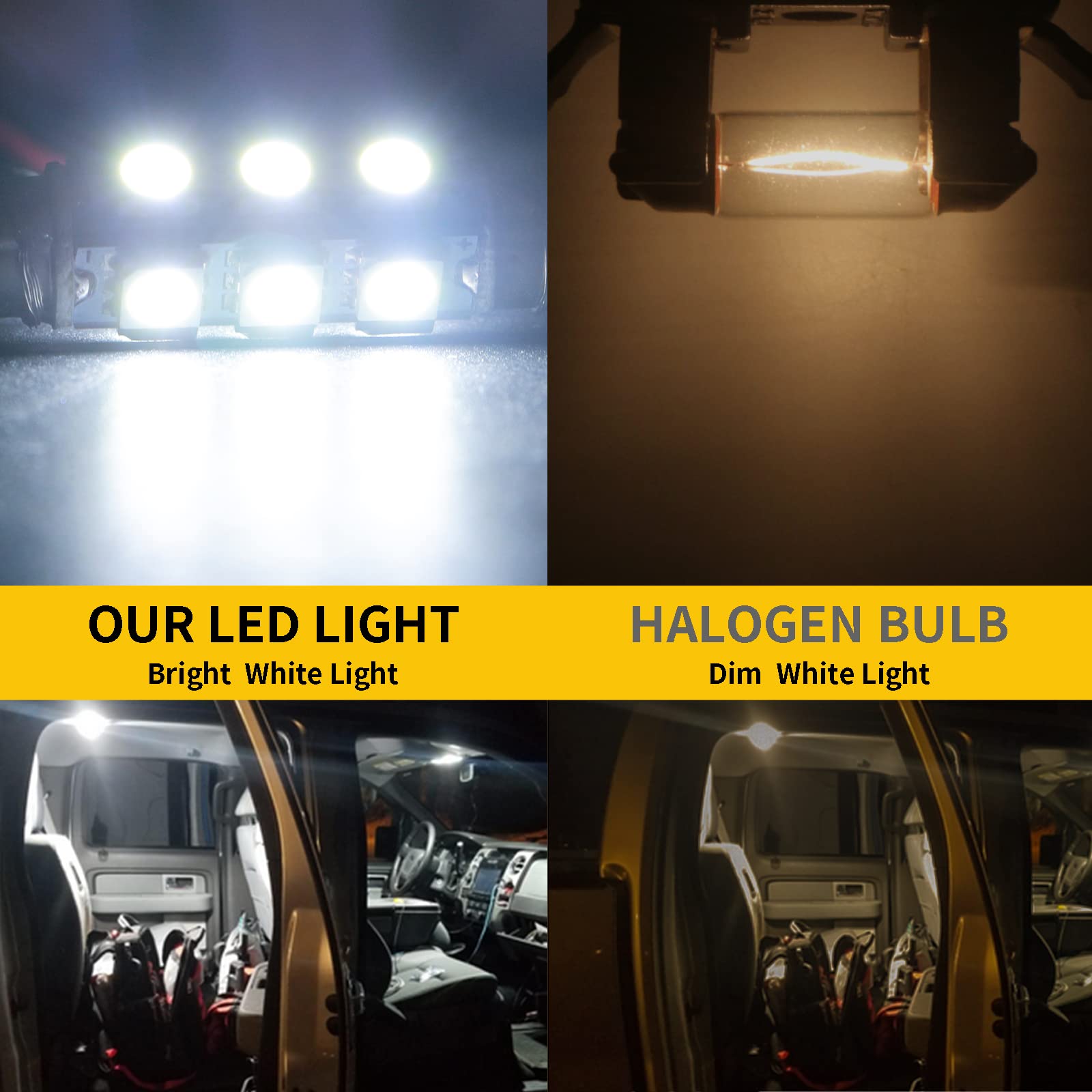 Everbright 6-Pack 44MM 578 LED Bulb White - DC 12V Festoon LED Dome Light, Map Light, Trunk Light, License Plate Light, Interior Car Lights - Perfect for Car Interior Lighting, RV, Boat, and Vehicle Upgrade