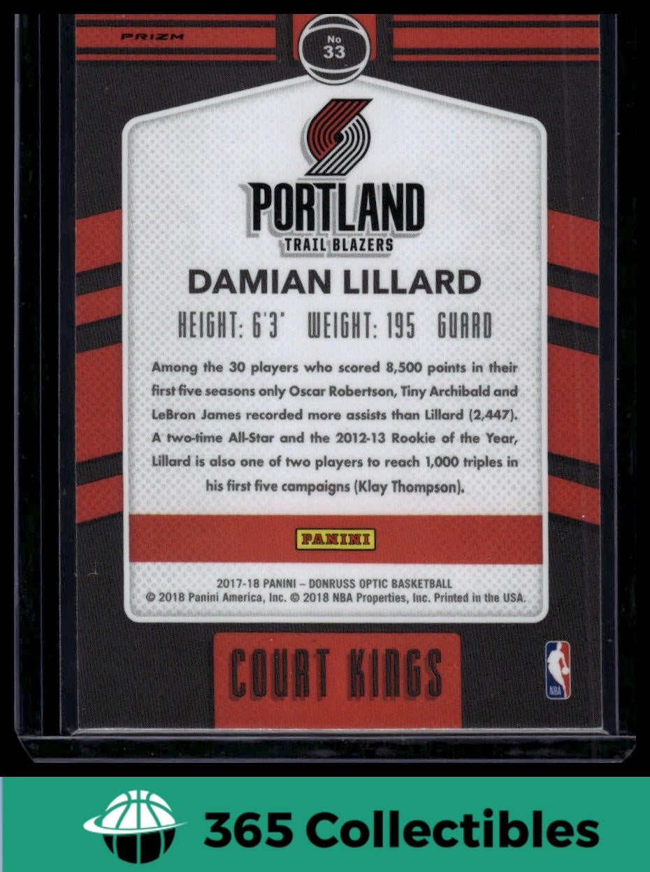 2017-18 Panini Donruss Optic Damian Lillard #33 Basketball Card - Trailblazers Star Player - Collectible Trading Card for NBA Fans & Card Collectors - Perfect for Display, Trading, and Investment