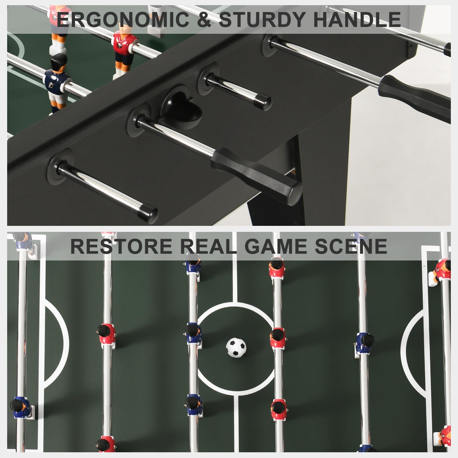 RAYKEEPF 58-Inch Professional Foosball Table for Adults & Kids - Competition Soccer Table Game with 2 Balls, Leg Levelers & Heavy-Duty Legs - Perfect for Home Game Rooms, Parties & Arcades
