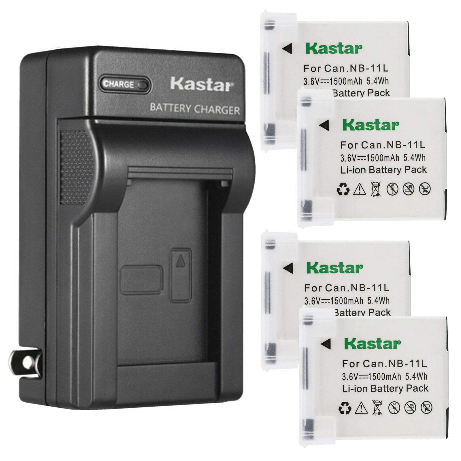 Kastar 4-Pack NB-11L Rechargeable Batteries & AC Wall Charger for Canon IXUS 175/177/180/185/190/240/245/265/275/285/320 HS Digital Cameras - Perfect for Travel, Photography & Backup Power