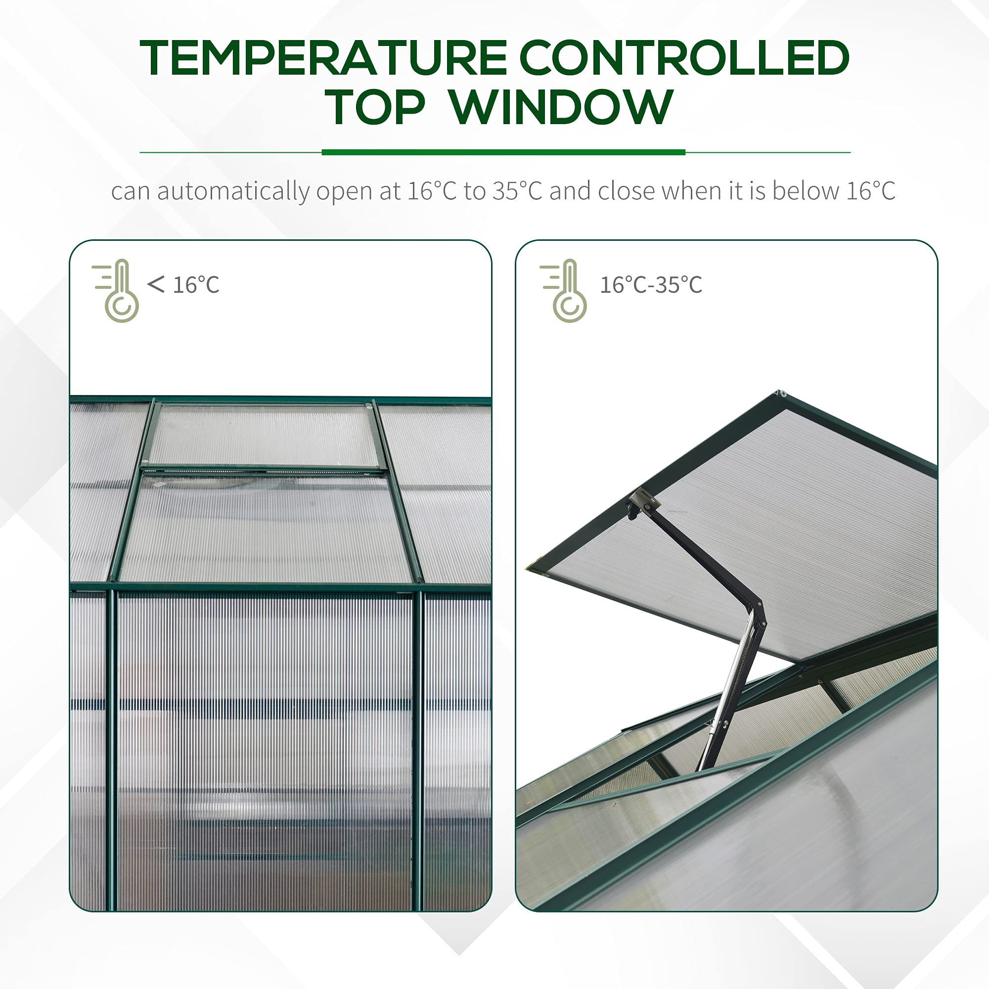 Outsunny 8' x 6' Polycarbonate Walk-in Greenhouse with Roof Vent & Rain Gutter - Durable Aluminum Frame for Outdoor Gardening - Perfect for Backyard, Patio & Plant Protection