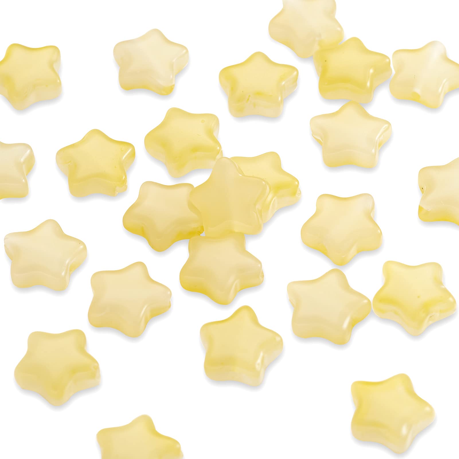 FASHEWELRY 100Pcs Yellow Star Glass Beads 8x8.5x4mm - Imitation Jade Loose Beads for DIY Jewelry Making, Bracelets, Necklaces & Craft Projects
