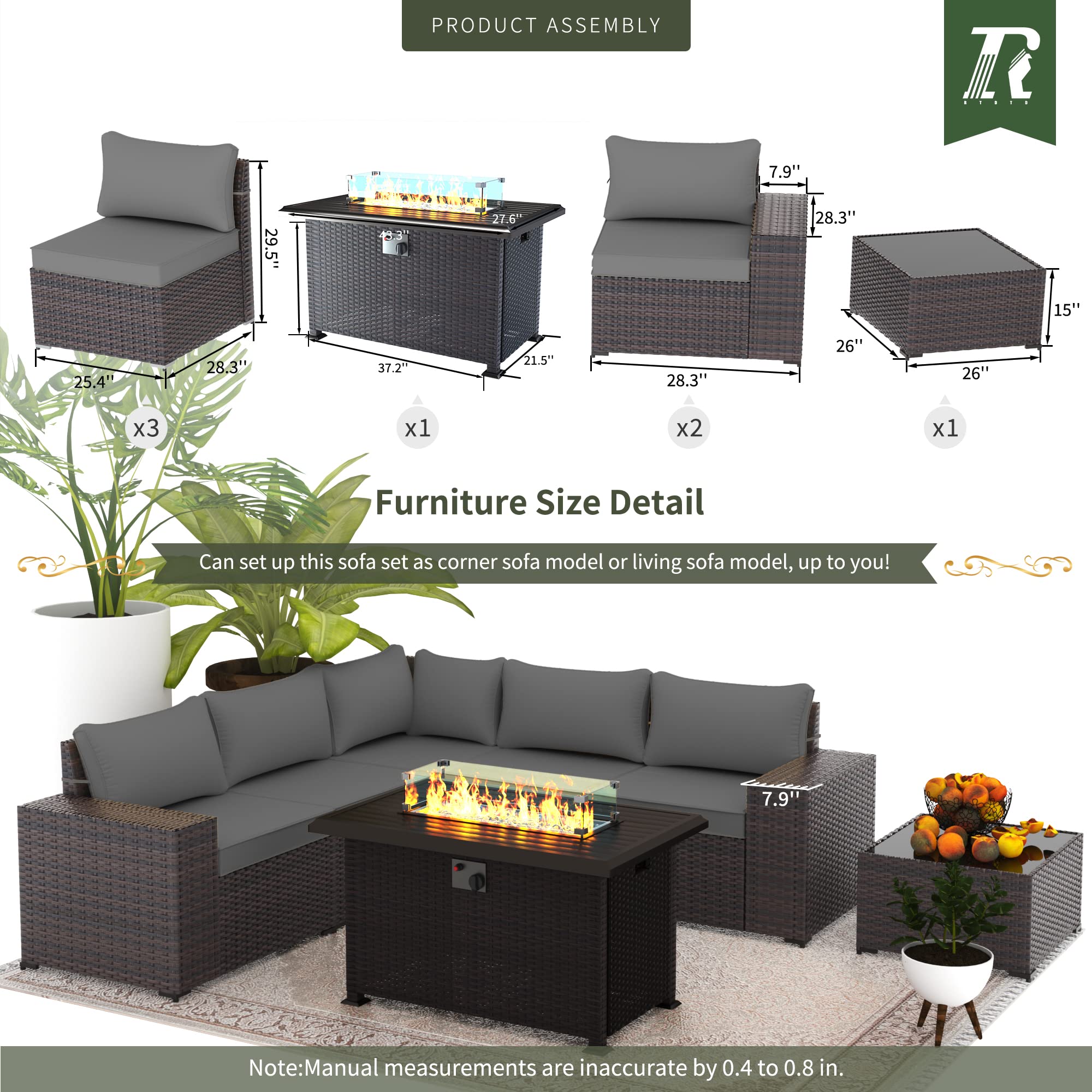 7-Piece Outdoor Patio Furniture Set with 43