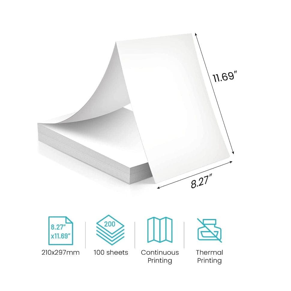 Phomemo M08F/M832/Q302 Thermal Printer Paper - 50 Sheets Letter & A4 Size Sticker Labels with Free Storage Bag | Ideal for Shipping Labels, Package Tracking & Home Office Organization