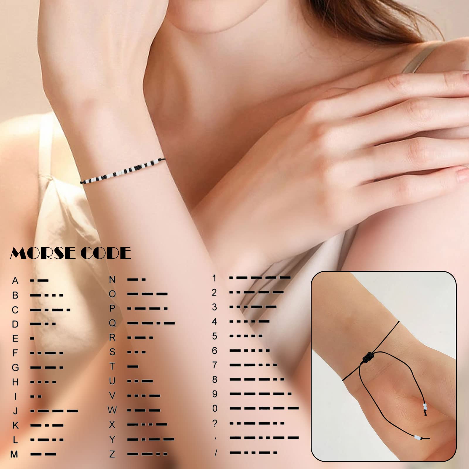HUASAI Zodiac Morse Code Bracelet for Women & Men - Adjustable 12 Constellation Beaded String Bracelet - Inspirational Gift for Best Friends, Couples with Message Card - Perfect for Birthdays, Anniversaries & Daily Wear