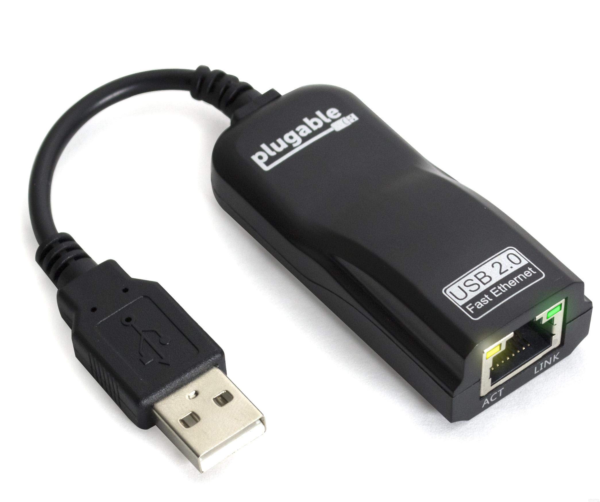 Plugable USB 2.0 to Ethernet Adapter - Fast 10/100 LAN Wired Network, Driverless for Chromebook, Windows, Linux - Ideal for Home Office, Gaming, and Remote Work