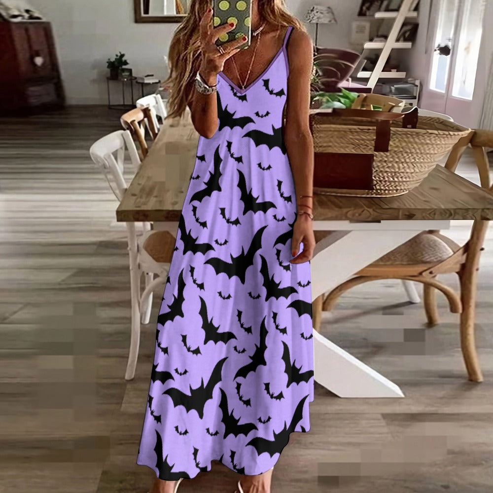 Midnight Black Sling Ankle-Length Long Dress for Women - Elegant Evening Gown for Parties, Date Nights & Special Occasions