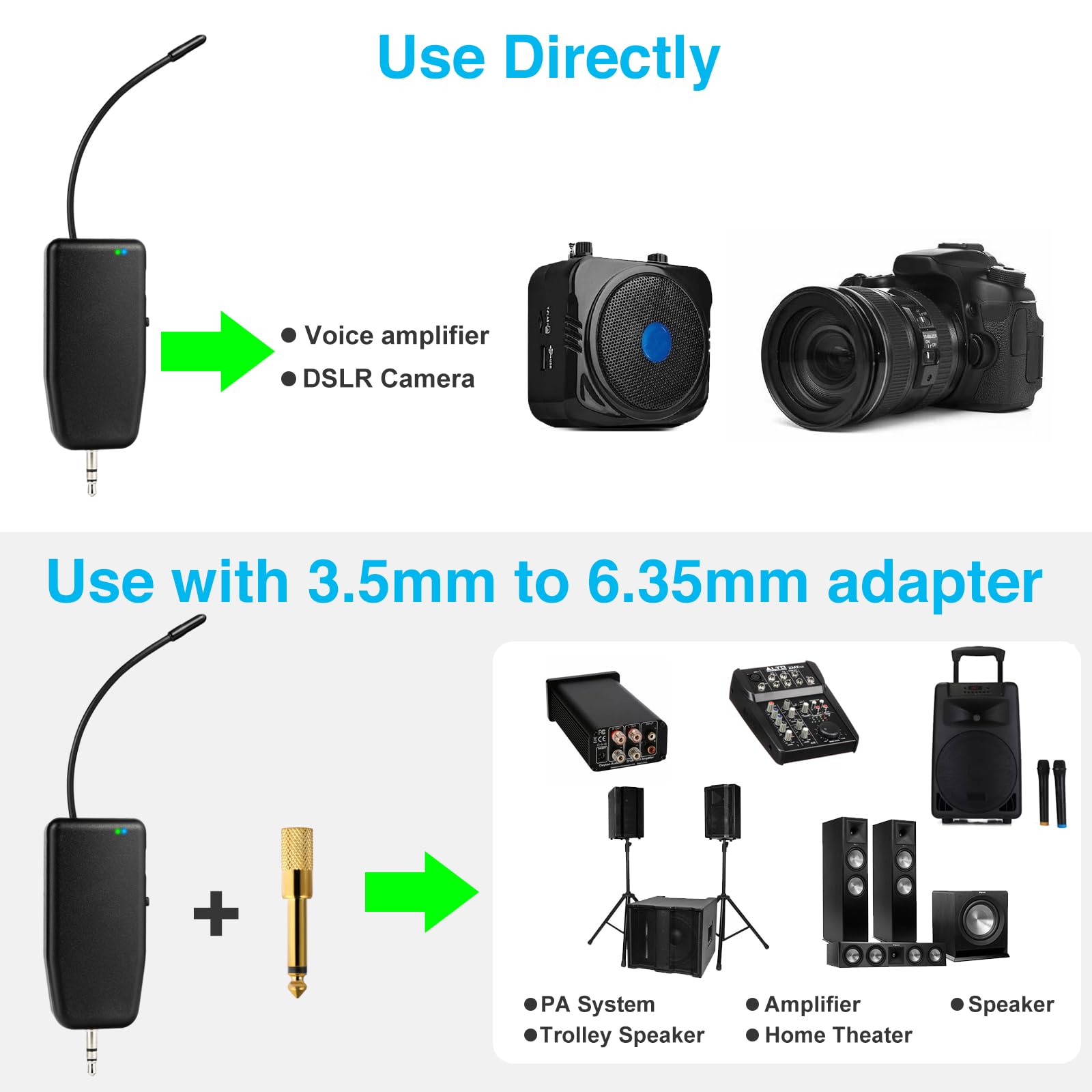 2.4G Dual Wireless Microphone System for 2 People - 160ft Range Karaoke Headset Mics for Speakers, Amplifiers & PA Systems - Perfect for Home Karaoke, Yoga Classes, Fitness Training & Teaching Sessions