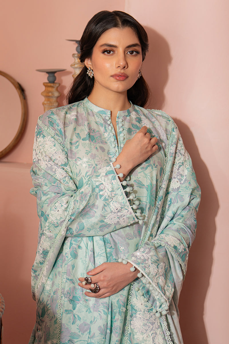 Stylish Mint Haze 3-Piece Outfit Set for Women - Shirt, Trousers & Dupatta | Perfect for Casual Wear, Office Outfits & Special Occasions