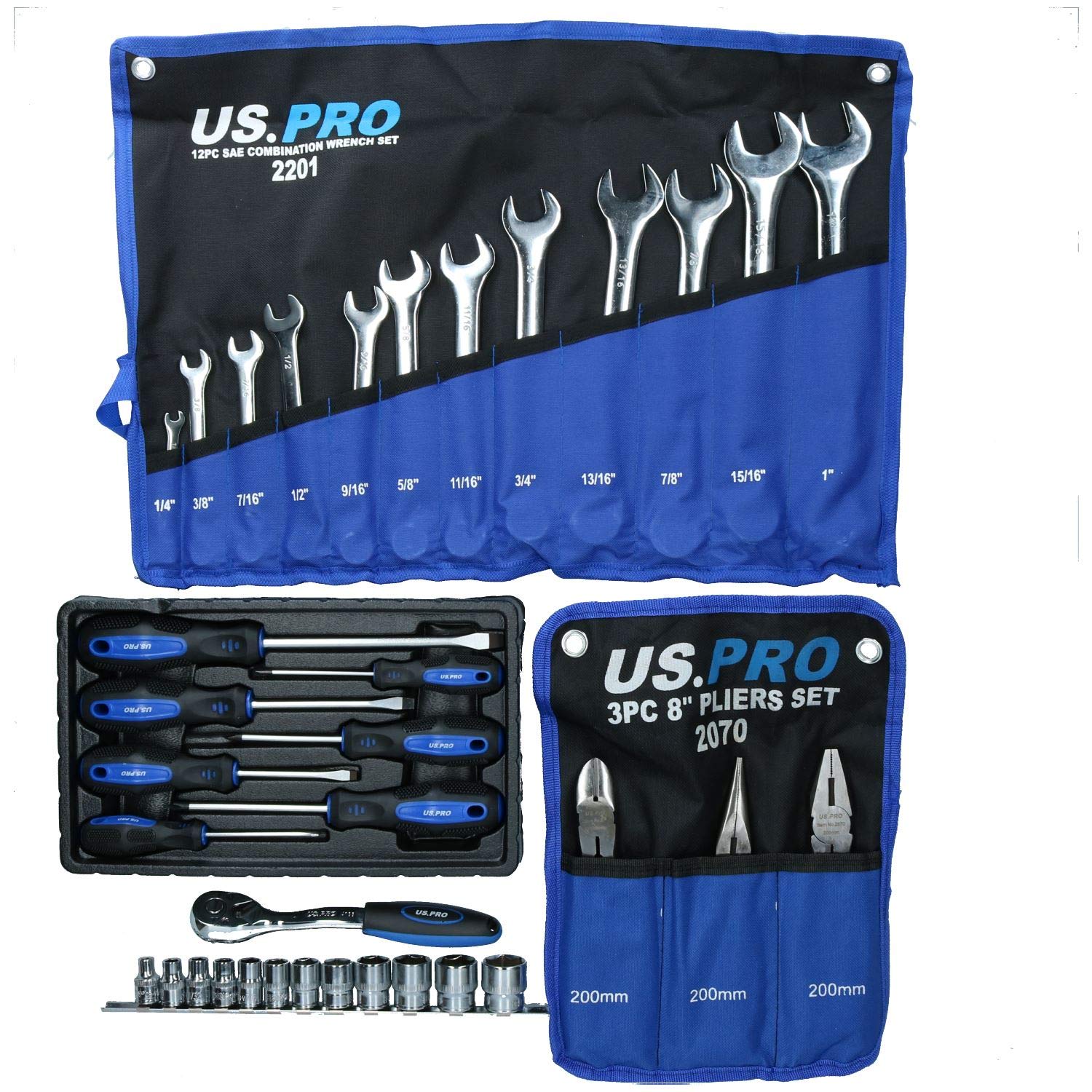Professional Classic Car AF Tool Kit - 45-Piece Socket Wrench Set with Spanners, Screwdrivers & Pliers in Durable Storage Bag | Perfect for Auto Repair, DIY Projects & Vintage Car Maintenance
