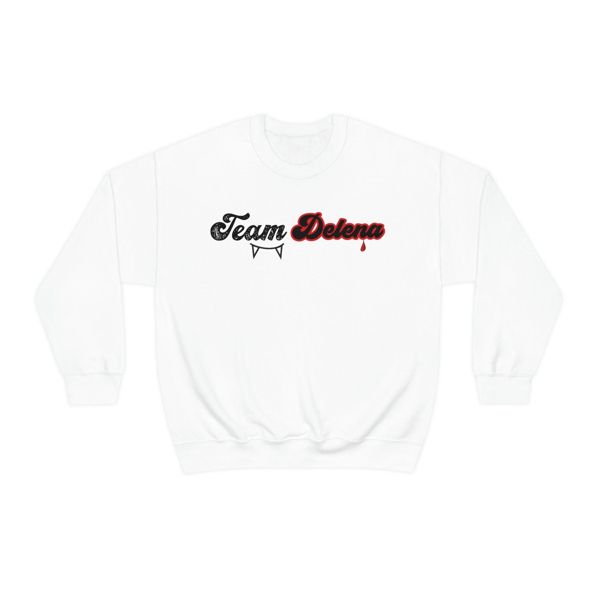 Team Delena TVD Crewneck Sweatshirt - Damon & Elena Salvatore The Vampire Diaries Merch - Perfect for Fan Gifts, Cosplay & TV Show Themed Parties
