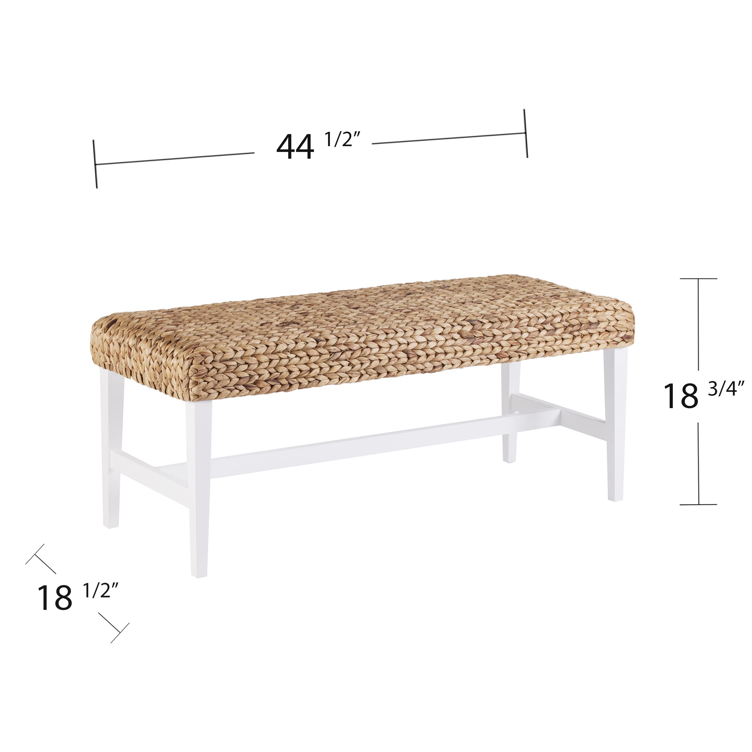 SEI Furniture Woven Coffee Table Bench - White Rattan Ottoman with Storage | Modern Living Room Accent Piece for Small Spaces, Bedroom or Entryway