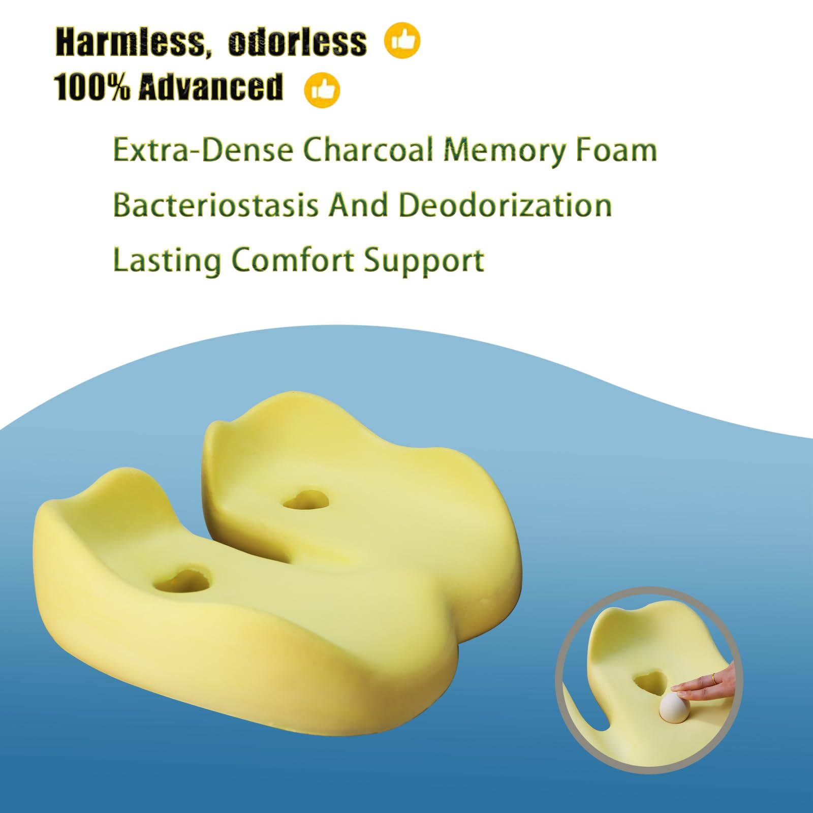 Premium Extra Large Memory Foam Seat Cushion for Office Chairs - Sciatica & Tailbone Pain Relief, Pressure Relief for Long Sitting - Ergonomic Support for Gaming Chairs, Car Seats & Home Office (Khaki) - Perfect for Work, Gaming & Long Commutes
