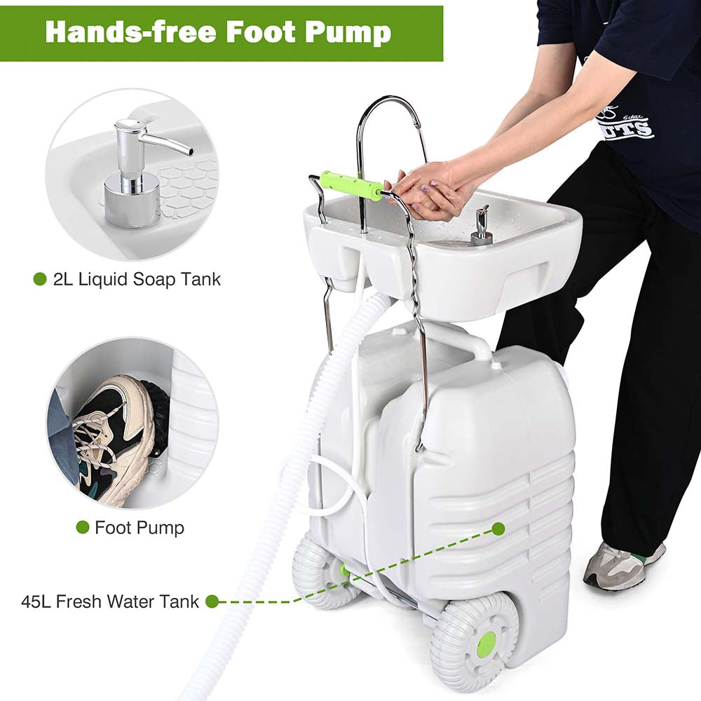 12 Gallon Portable Hand Washing Station with Wheels - Ideal for Camping, Outdoor Events, and Emergency Preparedness