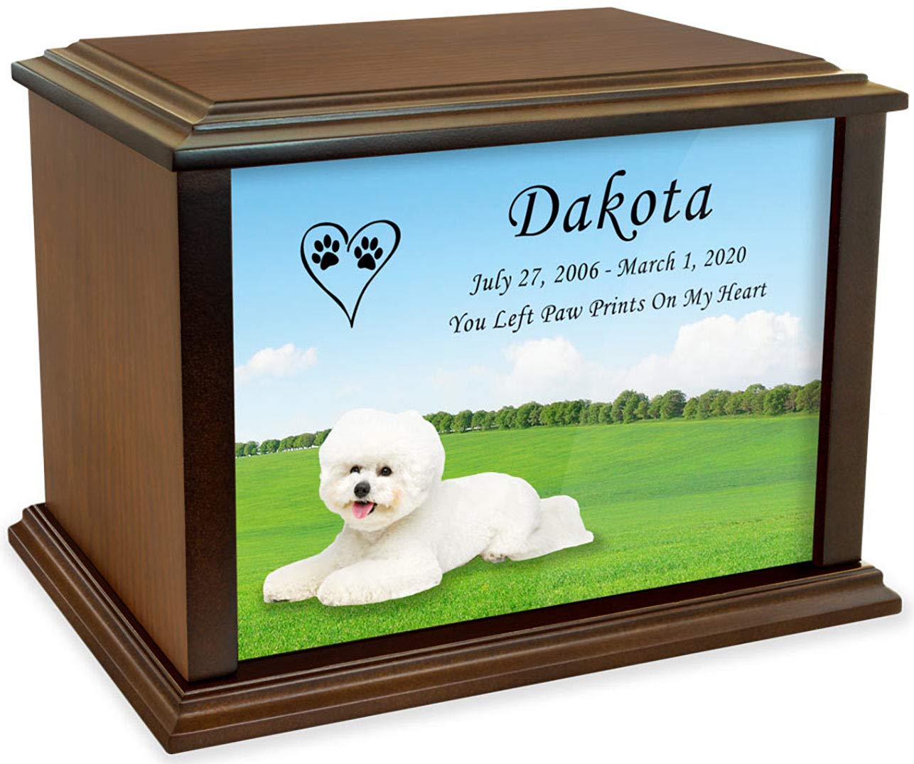 Personalized Bichon Frise Dog Memorial Urn - Custom Pet Cremation Urn for Ashes - Large Size Holds Up to 225 lbs - Perfect for Home Memorials & Pet Loss Remembrance