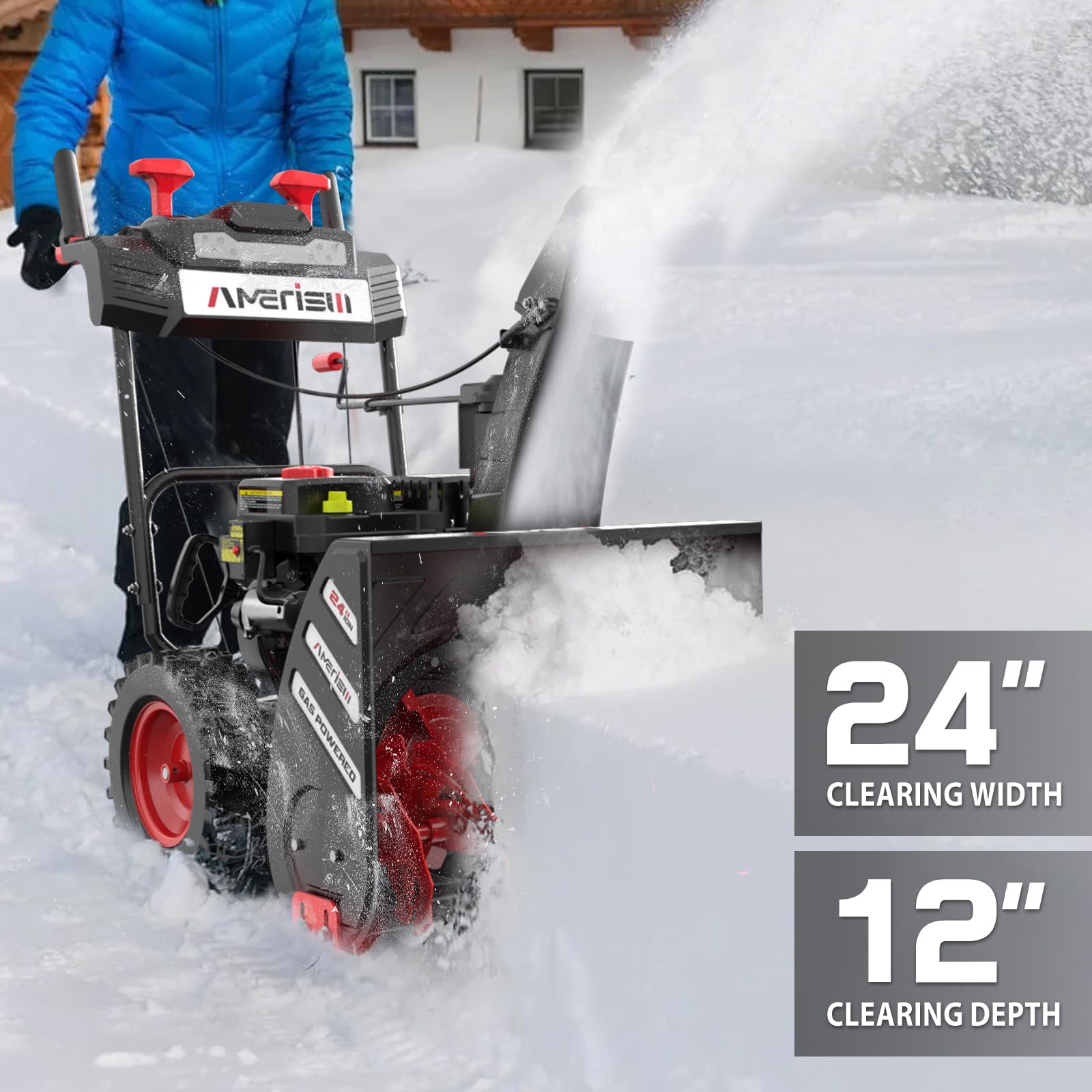 24-Inch 212cc Gas Powered Two-Stage Snow Blower with Electric Start - Self-Propelled, LED Headlight & 13