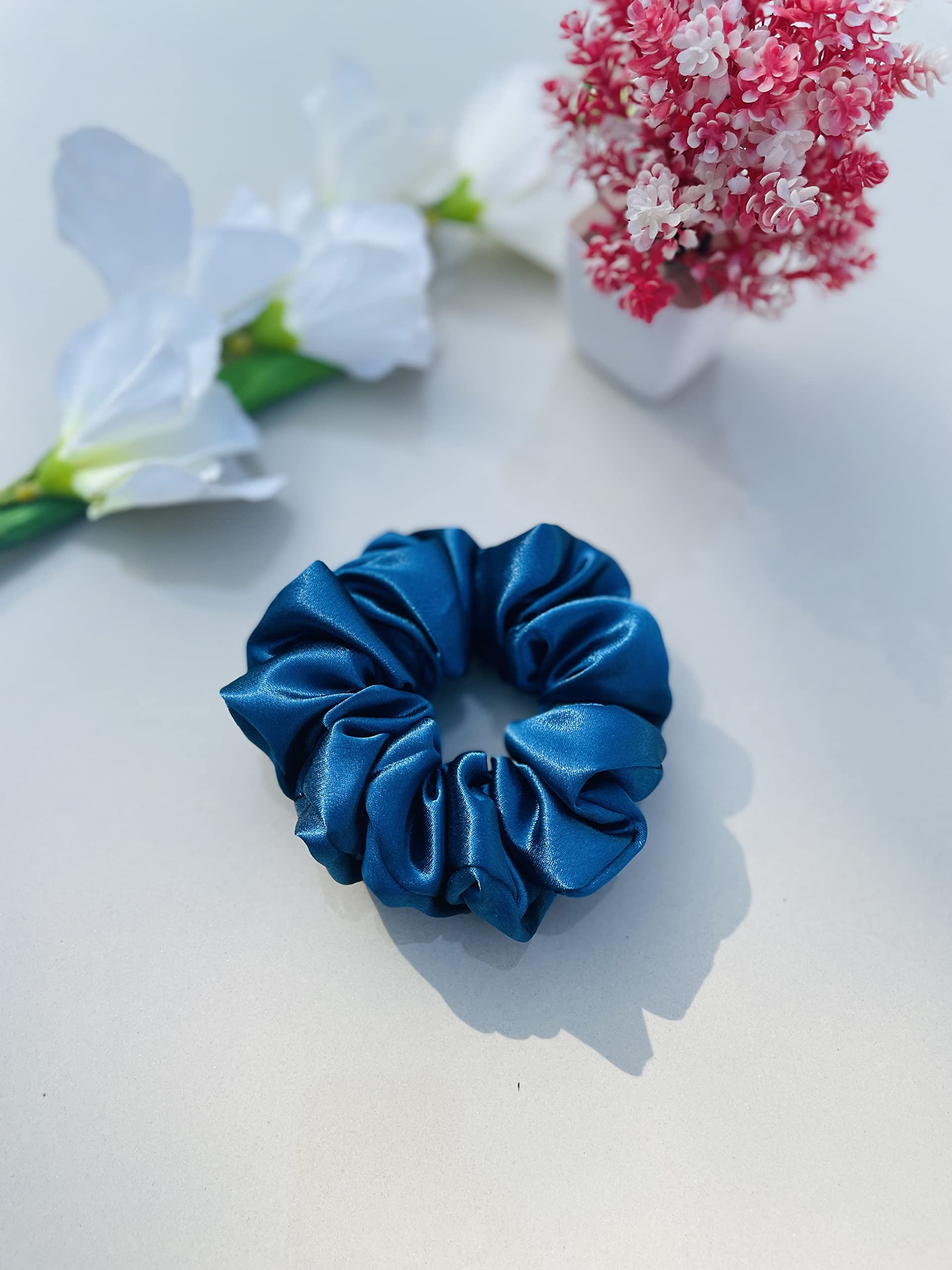 Luxury Silk Scrunchies for Women & Girls - Soft Hair Ties, Ponytail Holders & Hair Bands (Rasin) | Elegant Hair Accessories for Everyday Wear, Parties & Special Occasions