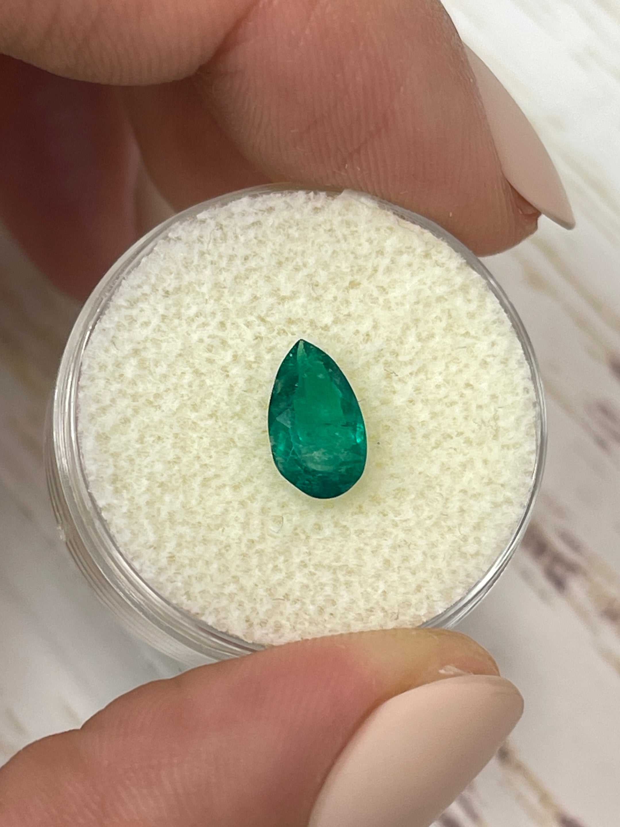 0.96 Carat Dark Green Natural Loose Colombian Emerald Pear Cut Gemstone for Jewelry Making, Engagement Rings & Fine Collections
