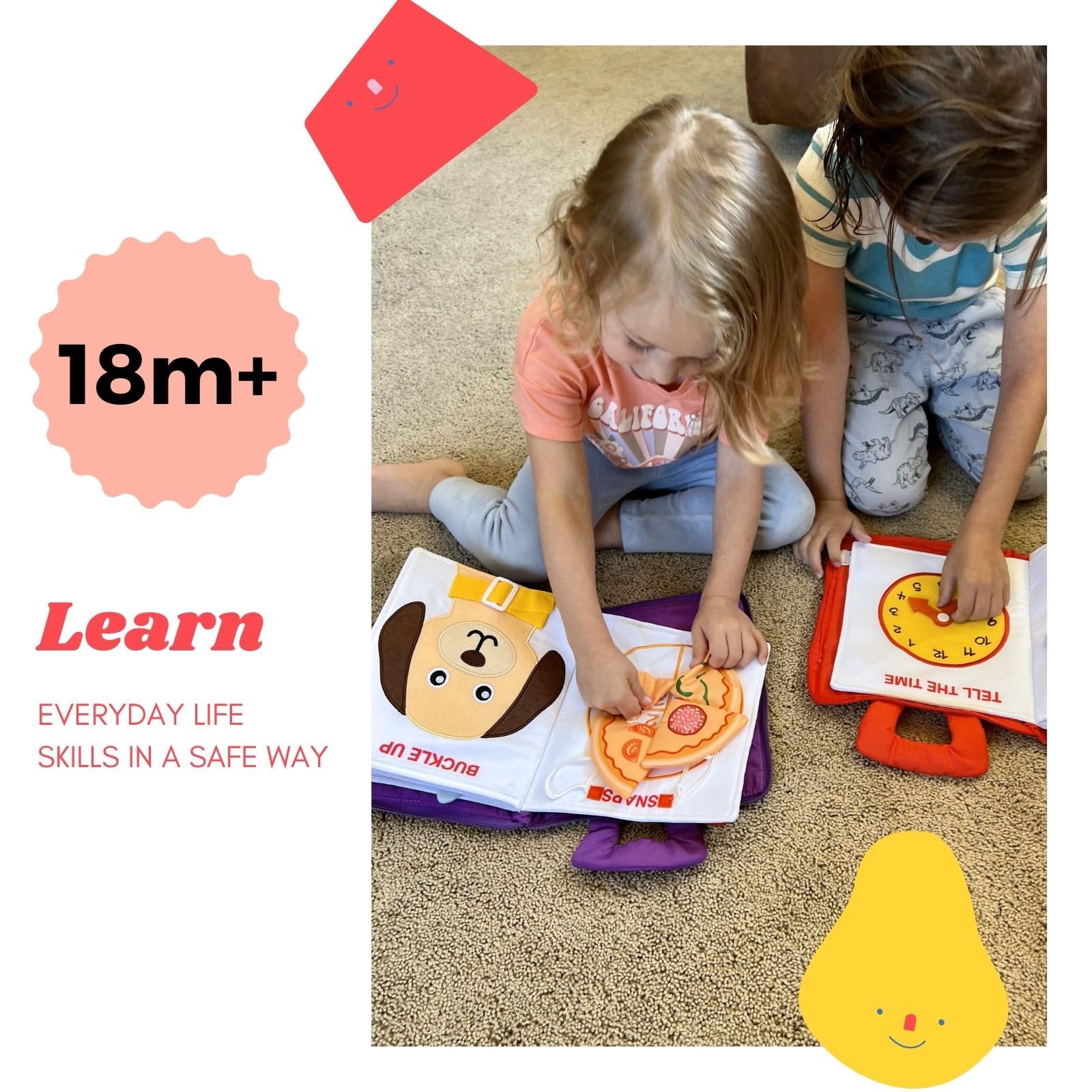 My Quiet Book for Toddlers - Montessori Busy Board Activity Book for Airplane & Car Travel, Educational Toys for 1 2 3 4 Year Old Girls & Boys - Perfect Easter Basket Stuffers, Birthday Gifts & Travel Toys for Kids Ages 2-4 | Great for Long Flights, Road Trips & Quiet Playtime