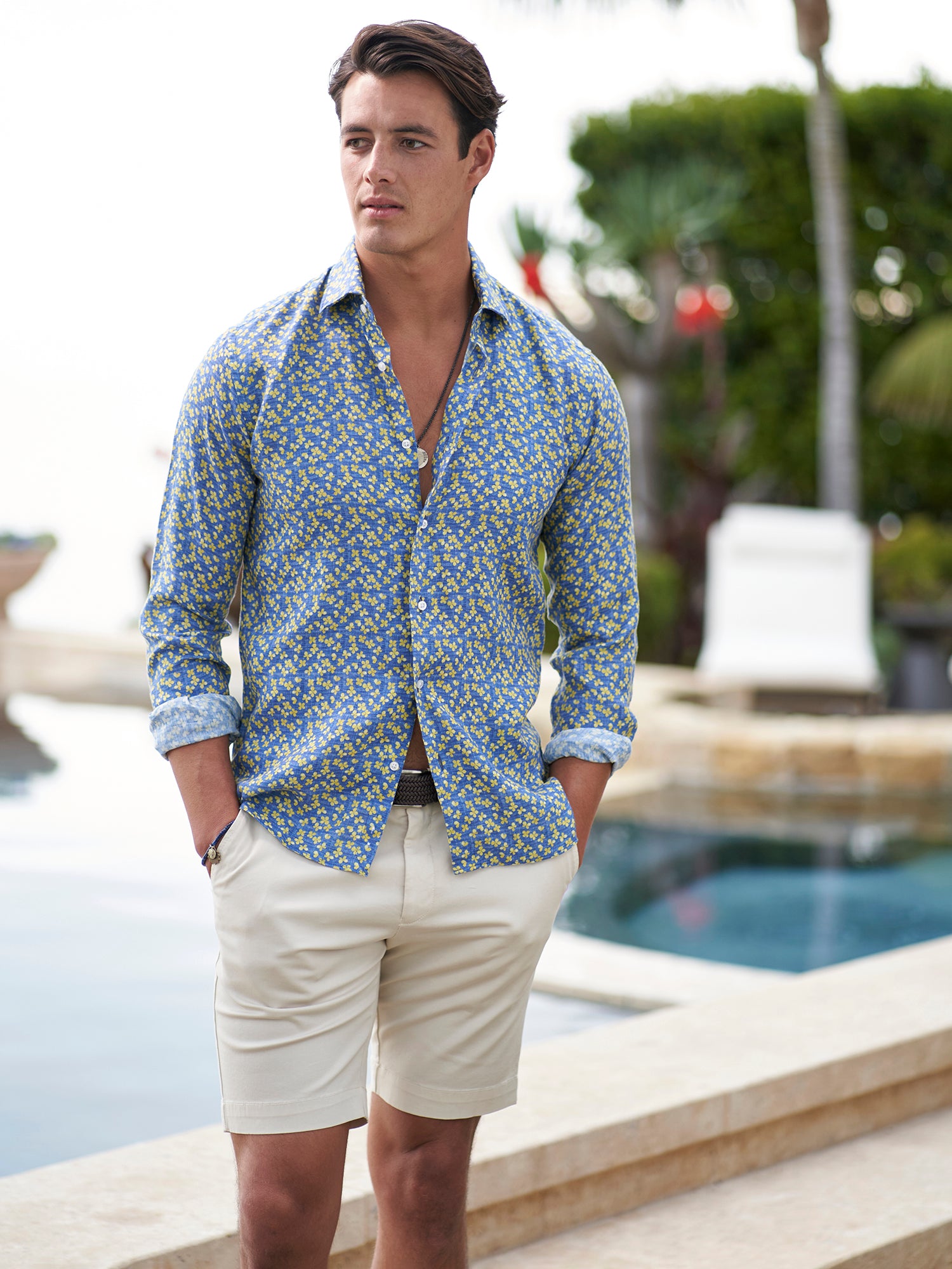 Women's Daisy Print Linen Shirt - Breathable Summer Blouse for Casual Outfits & Beach Vacations