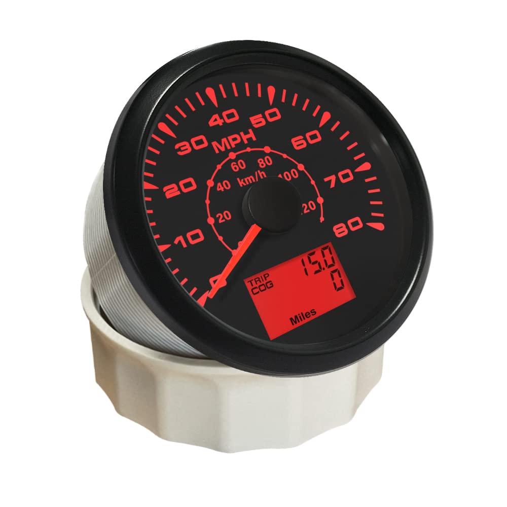 85mm GPS Speedometer Odometer Tachometer 0-80MPH/0-120km/h 9-32V with 8 Backlight Colors - Perfect for Motorcycles, Cars, Trucks & Marine Vehicles