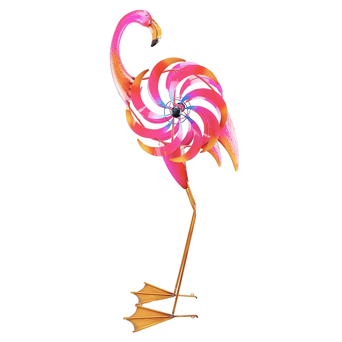 Red Carpet Studios 63-Inch Flamingo Wind Spinner - Colorful Garden Art Decor for Outdoor Patio, Yard & Lawn - Whimsical Metal Wind Spinner for Garden, Backyard & Poolside Decor