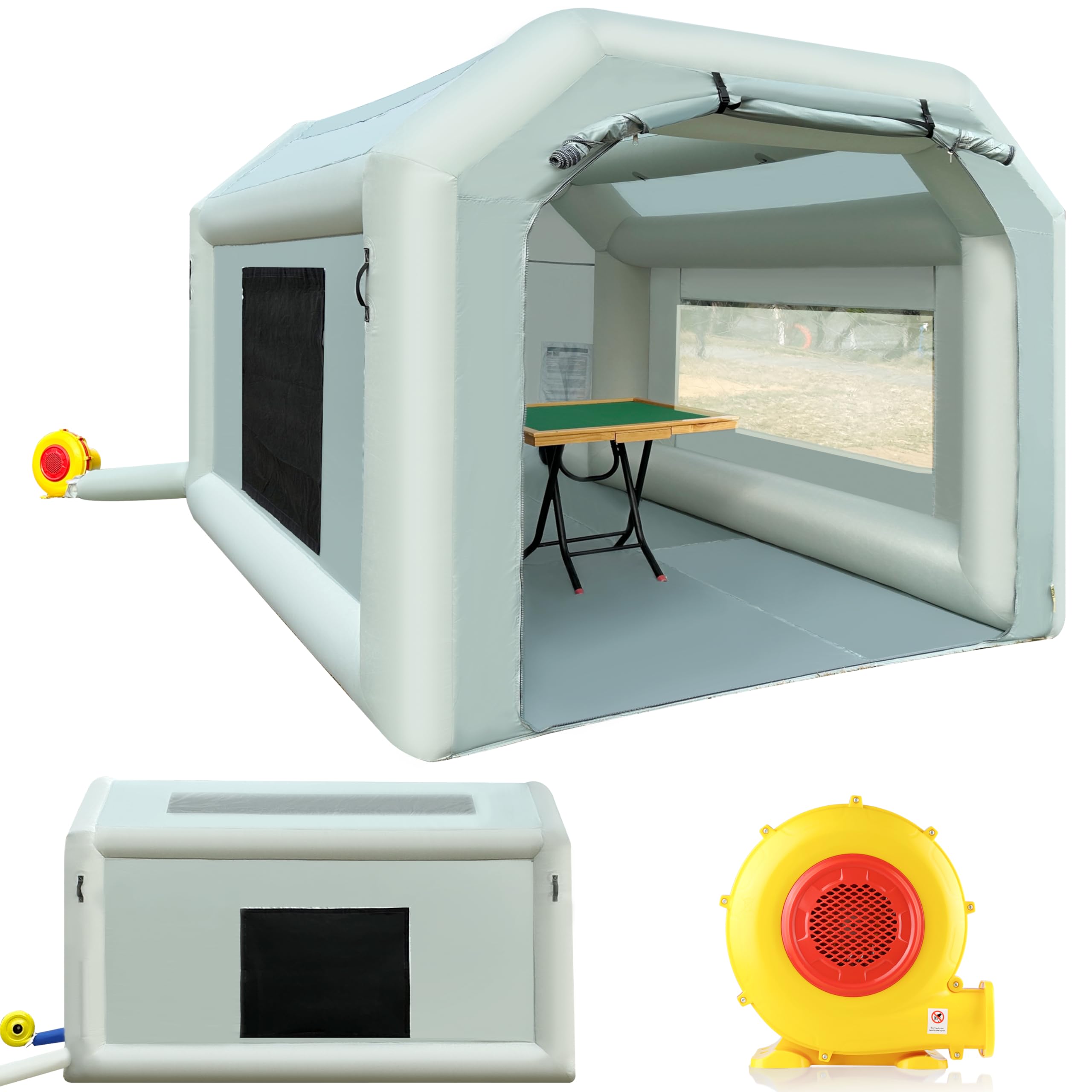 Portable Inflatable Paint Booth Tent with 550W Blower & Air Filter System - Lightweight Spray Paint Shelter for DIY, Auto, Furniture & Hobby Projects - Perfect for Home, Garage & Professional Use
