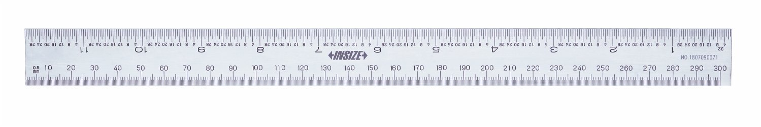 INSIZE 7113-300A 12-Inch/300mm Stainless Steel Rigid Ruler with Dual Measurement Scales (1/32
