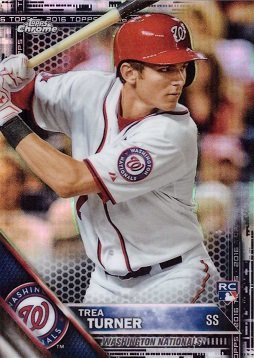 2016 Topps Chrome Black Refractor Baseball Card #32 Trea Turner Rookie - PSA Graded Collectible for Baseball Fans & Card Investors | Perfect for Display, Trading, and Memorabilia Collections