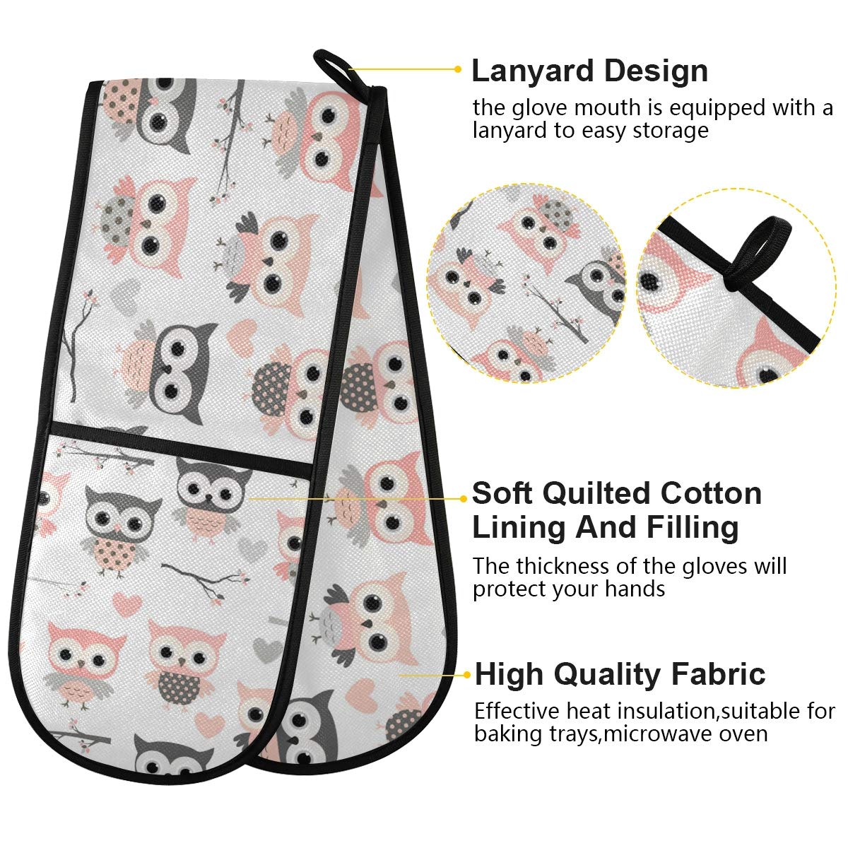 Heat Resistant Double Oven Mitts - Non-Slip Kitchen Gloves for Cooking, Baking & Grilling (7