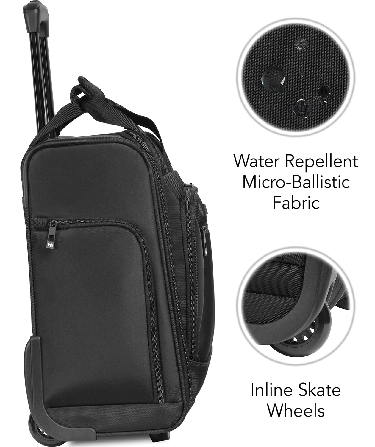 WallyBags 16-Inch Underseat Carry-On Luggage with Padded Laptop Compartment & Electronics Pockets - Perfect for Air Travel, Business Trips & Commuting
