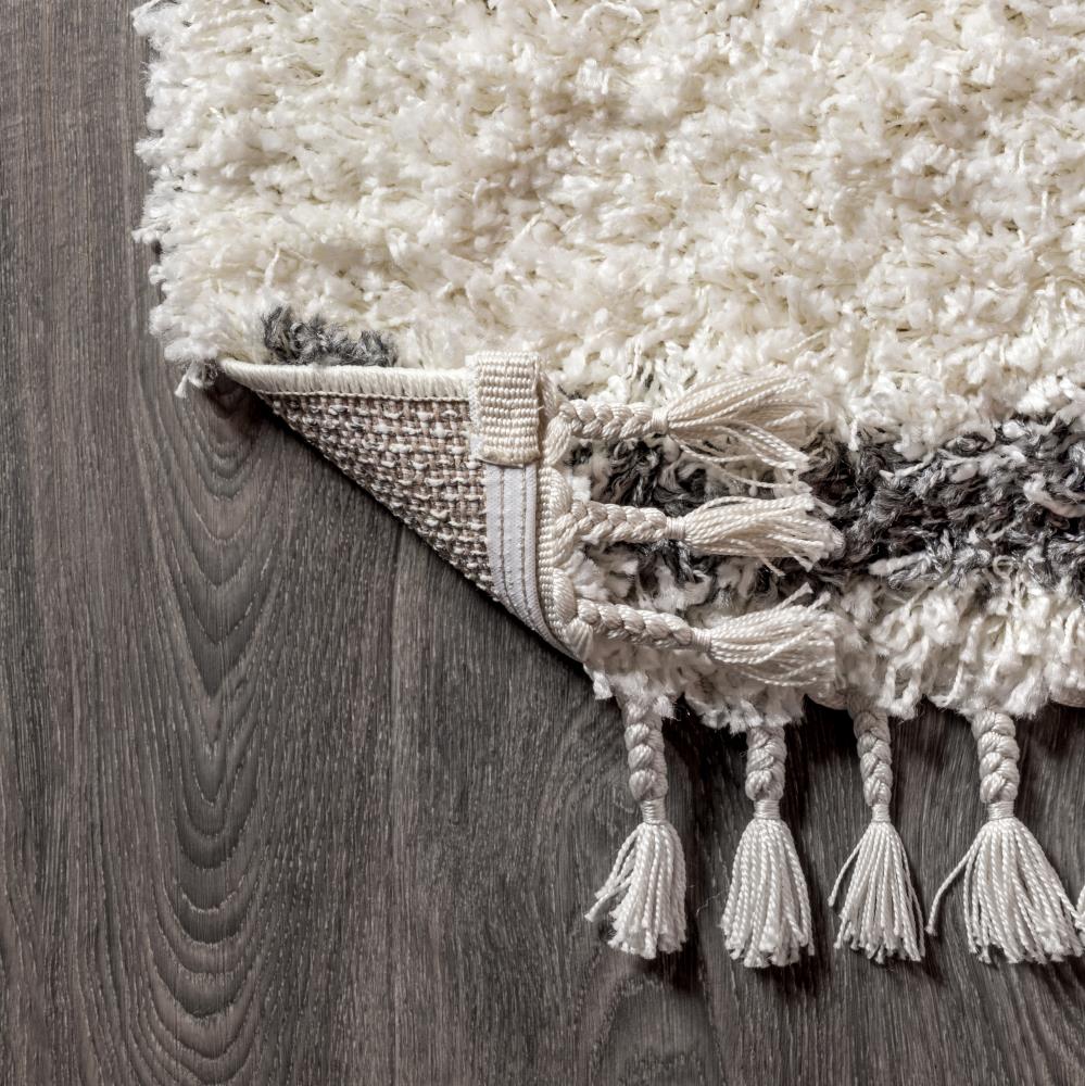 Premium Mercer Shag Plush Tassel Moroccan Tribal Geometric Trellis Area Rug - Soft & Luxurious Living Room, Bedroom Carpet for Home Decor