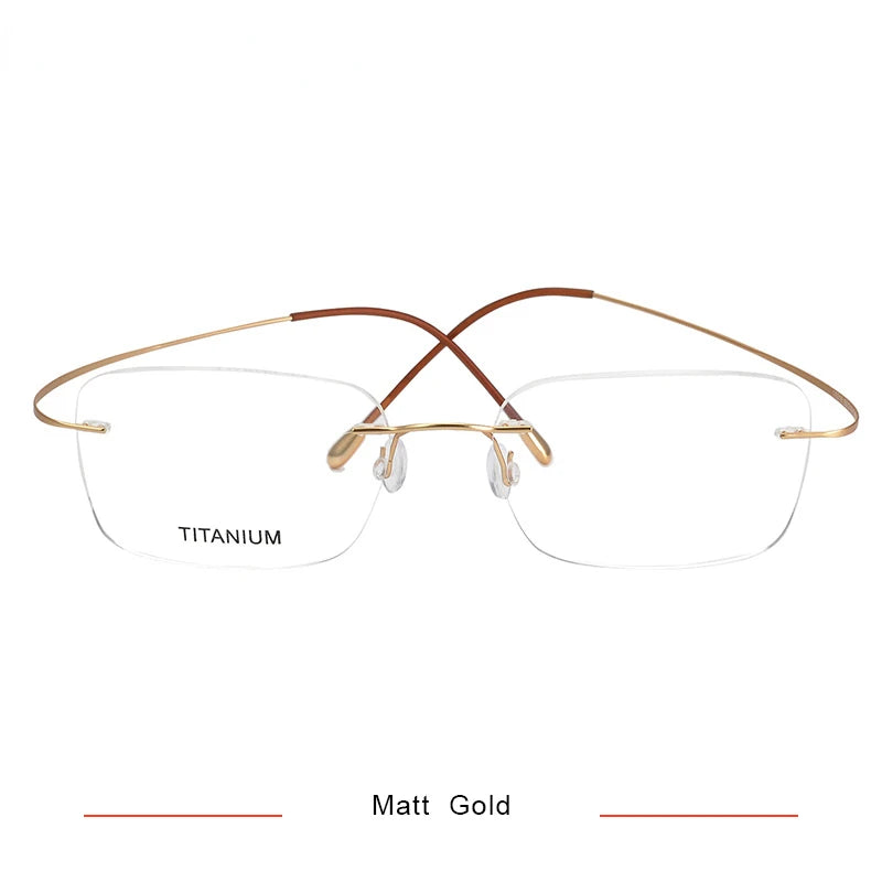 Brightzone Unisex Rimless Square Screwless Titanium Eyeglasses 71616 - Lightweight & Durable Frame for Men & Women - Perfect for Reading, Work & Everyday Use