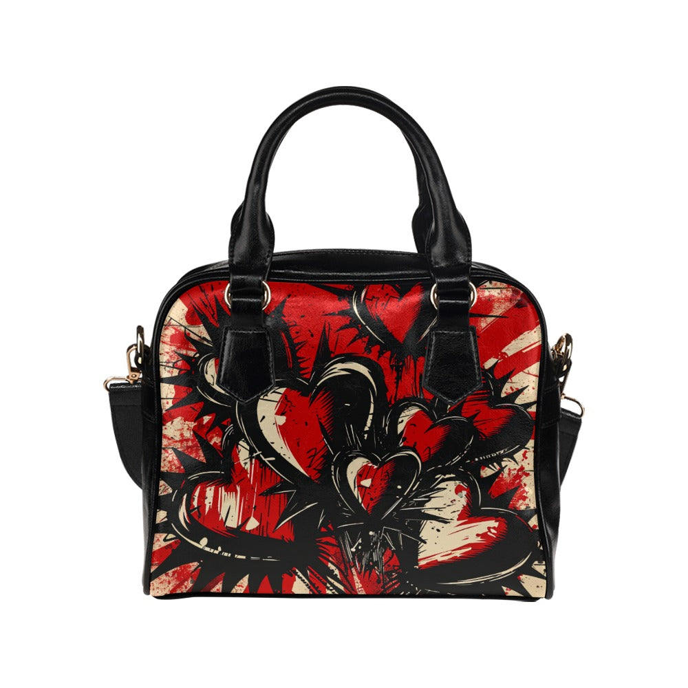 Trendy Punk Hearts Shoulder Handbag for Women - Gothic Crossbody Purse with Adjustable Strap - Perfect for Concerts, Parties & Daily Use