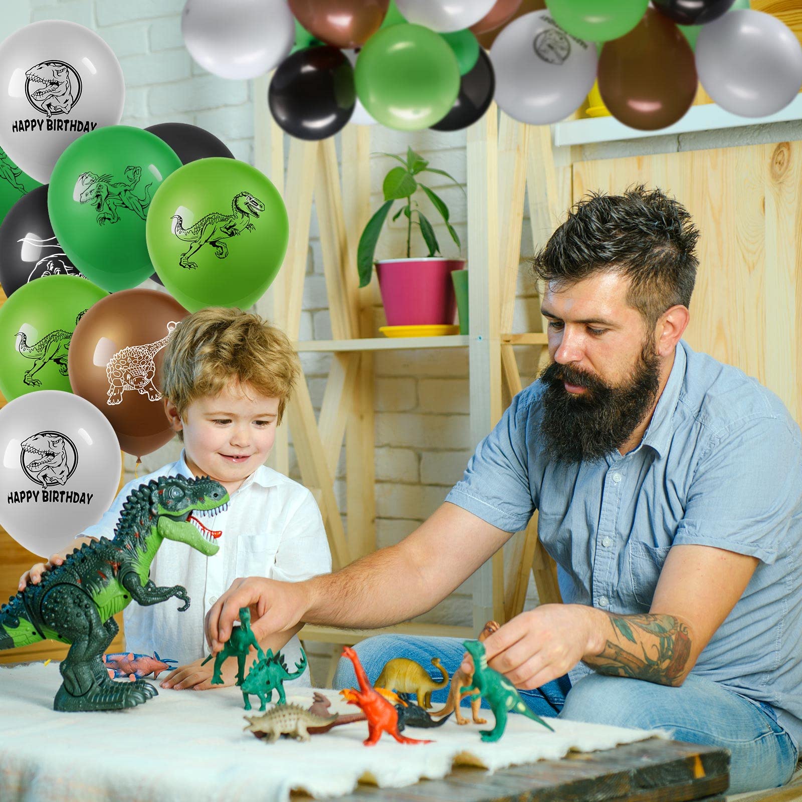 115 Pcs Dinosaur Balloons Kit - Camouflage Latex Balloons for Dinosaur Themed Baby Shower, Birthday Party Decorations - Perfect for Dinosaur Balloon Arch, Backdrop & Party Scene Decoration