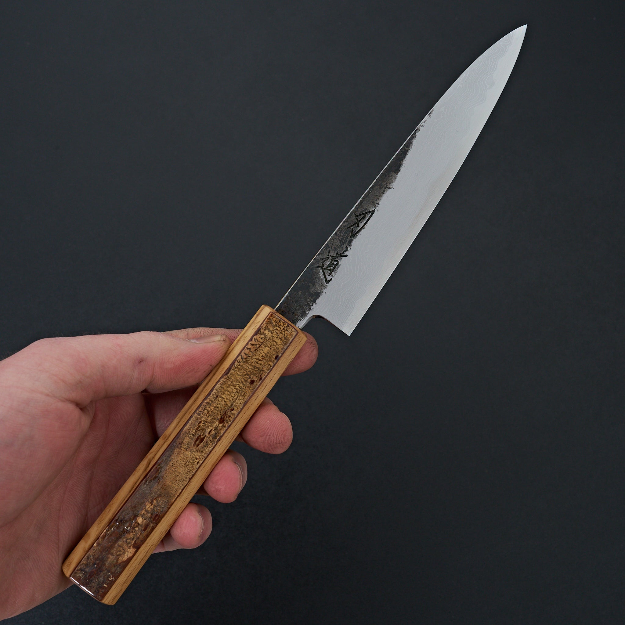 Premium HADO Sumi Blue #1 Damascus Petty Knife 150mm - Handcrafted Cherry Bark Handle - Perfect for Slicing, Peeling & Precision Kitchen Tasks