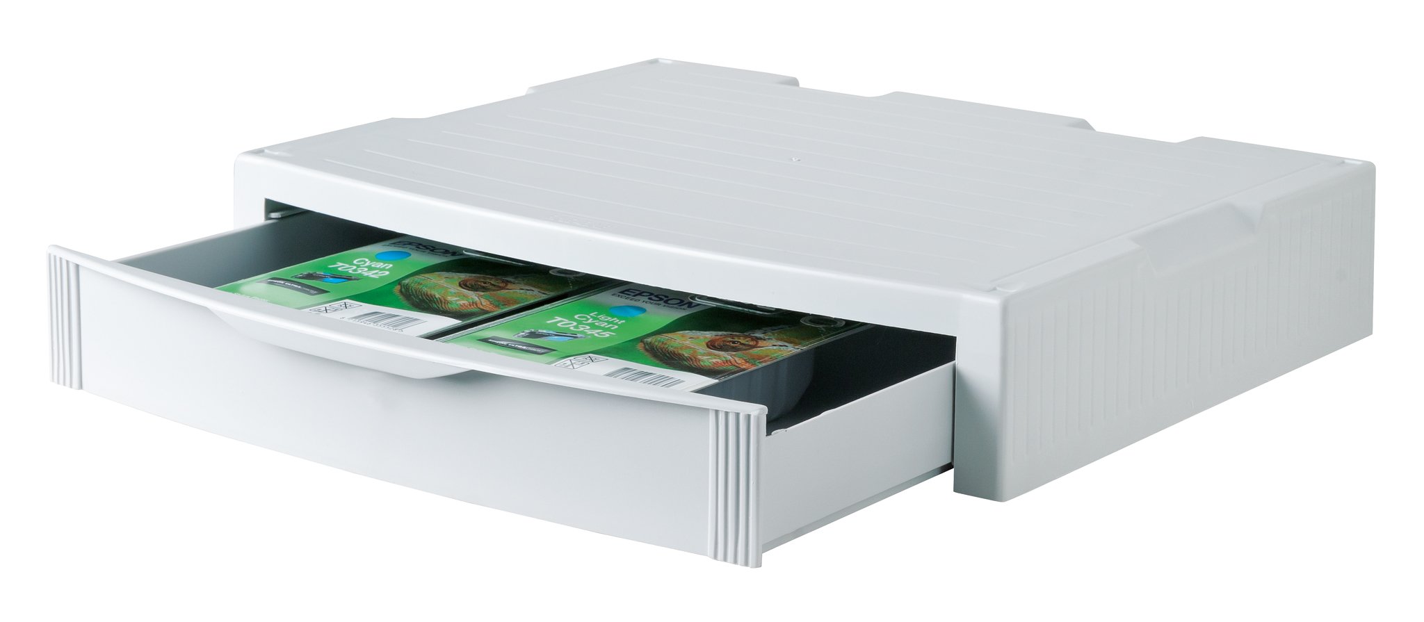 9250-11 Monitor Stand with Drawer - Sturdy, Stackable & Stylish Grey Desktop Organizer for Home & Office Workspace