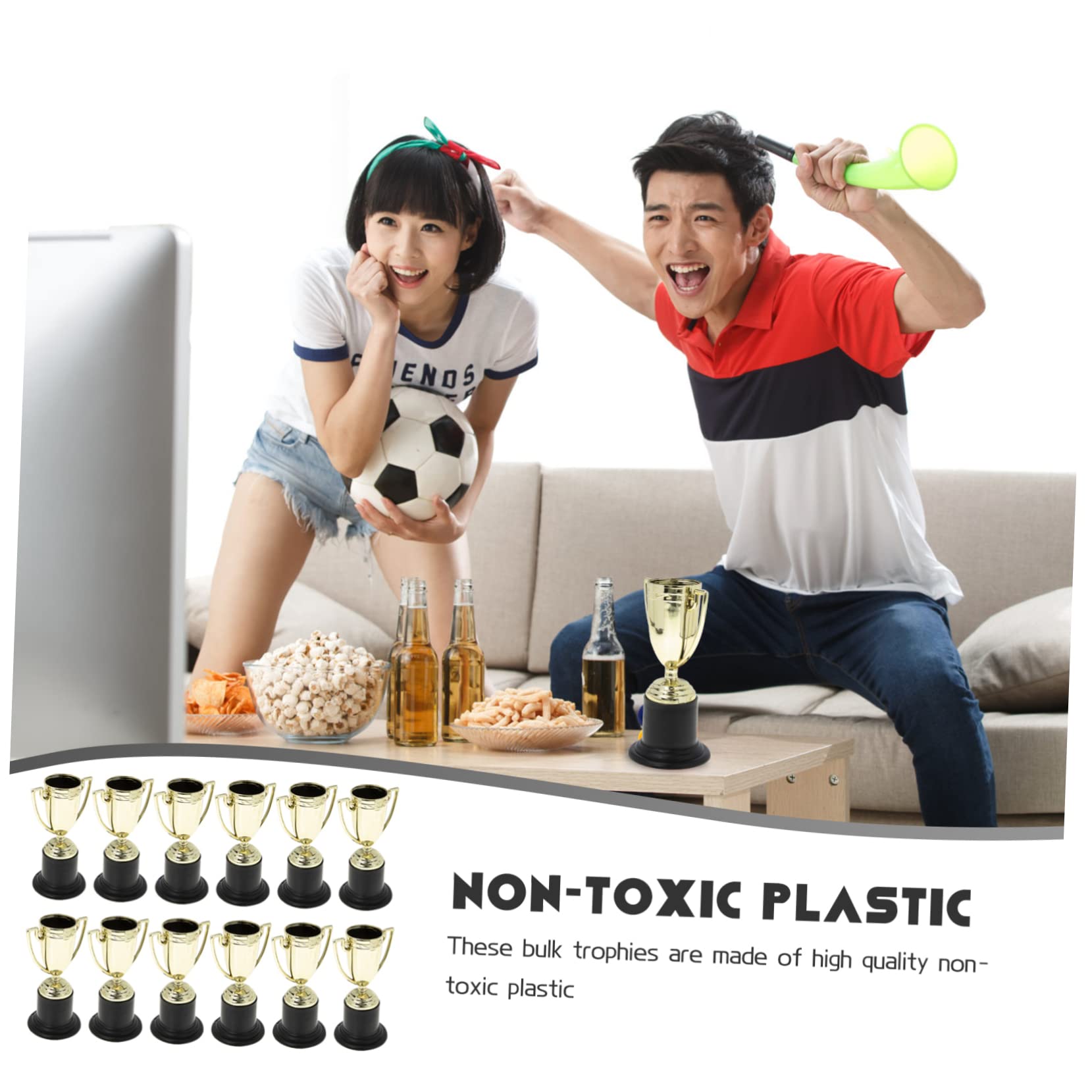 BESPORTBLE 60 Pcs Plastic Trophy Awards for Kids - Winner Trophies for Sports, Games & School Competitions - Perfect for Birthday Parties, Classroom Rewards & Sports Events