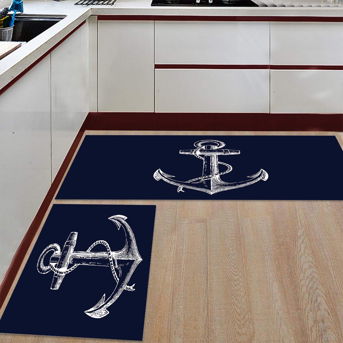 COLORSUM Minimalist Anti-Fatigue Kitchen Mats 2-Pack - Blue Standing Comfort Mats for Kitchen, Office, Sink, Laundry - Perfect for Cooking, Dishwashing, and Long Work Hours