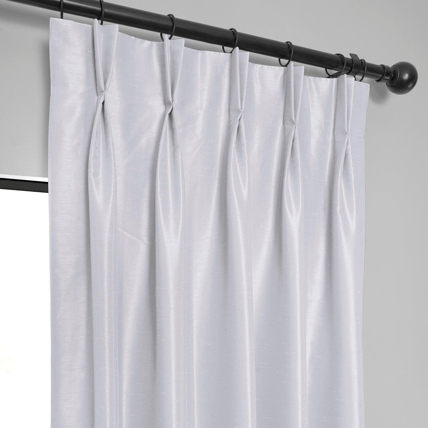 Elegant Ice French Pleat Vintage Textured Faux Dupioni Silk Blackout Curtains for Bedroom & Living Room - Light Blocking Thermal Insulated Window Drapes