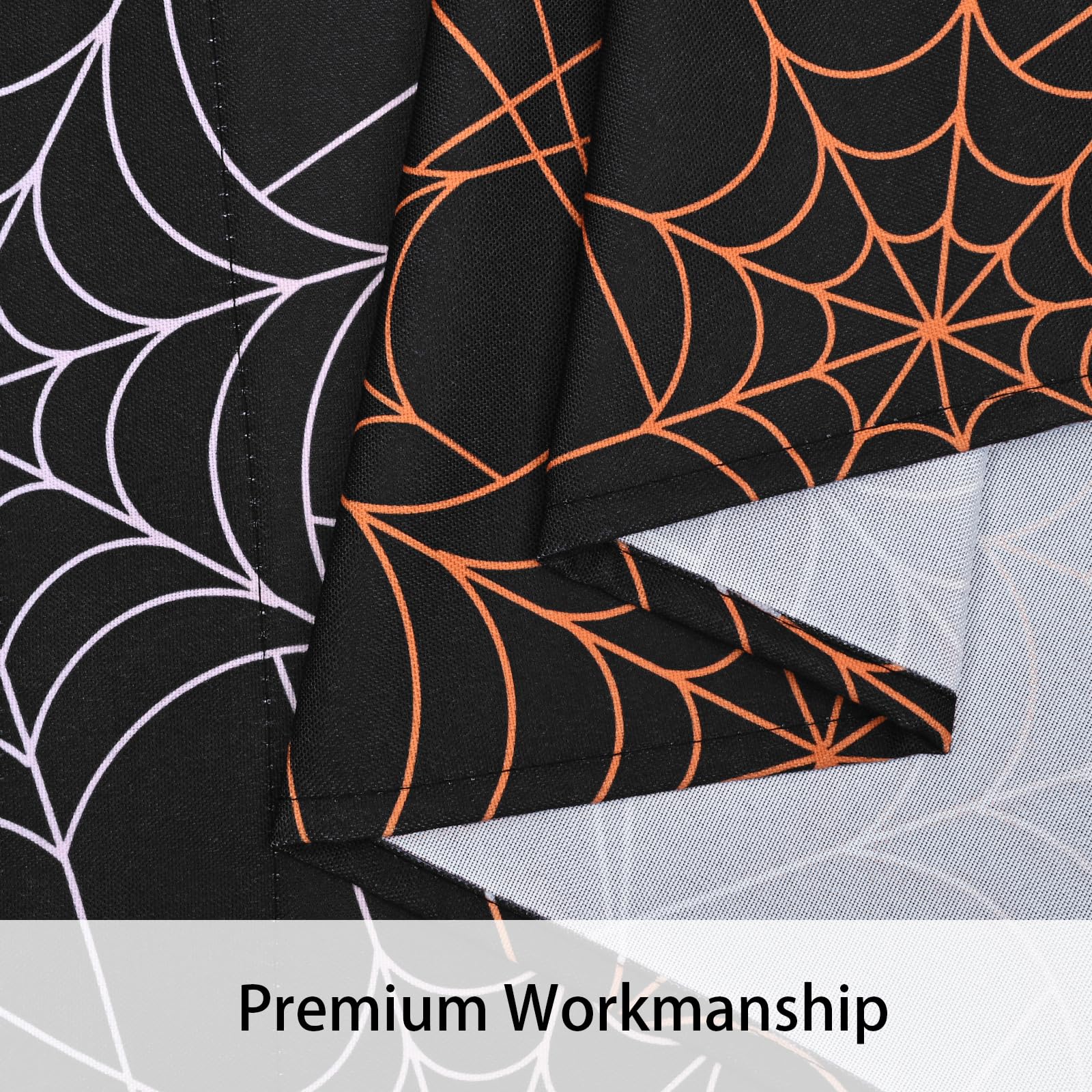 BLEUM CADE Halloween Ombre Kitchen Curtains 36 Inch - Spider Web Design Black & Orange Gradient Thermal Insulated Rod Pocket Window Curtains for Halloween Party Decor, Kitchen, Living Room & Bedroom