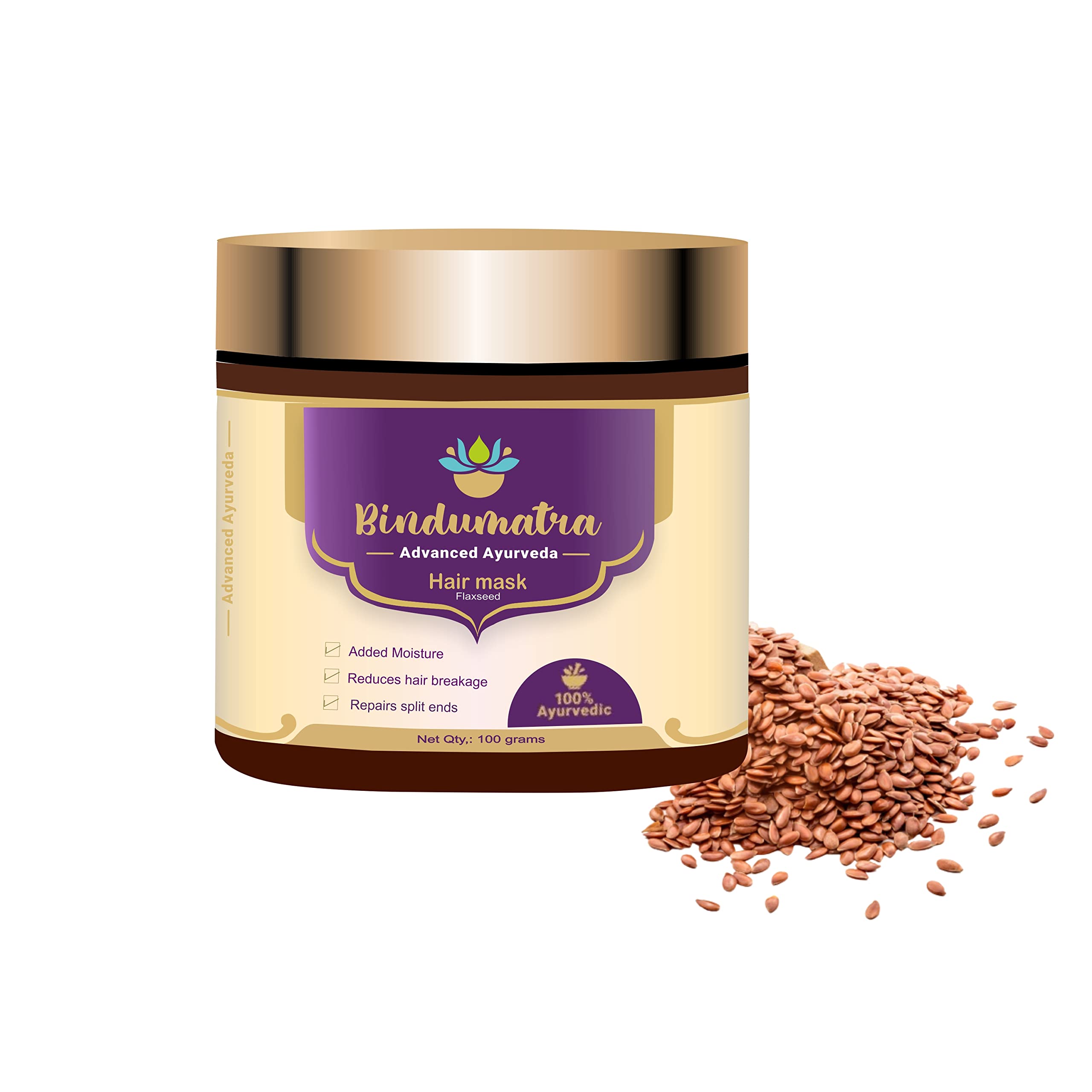 Flaxseed Hair Growth Mask for Women & Men - Ayurvedic Organic Treatment for Hair Fall Control, Dry & Damaged Hair - Deep Conditioning Mask for All Hair Types (100g) | Perfect for Daily Hair Care & Salon-Quality Results at Home