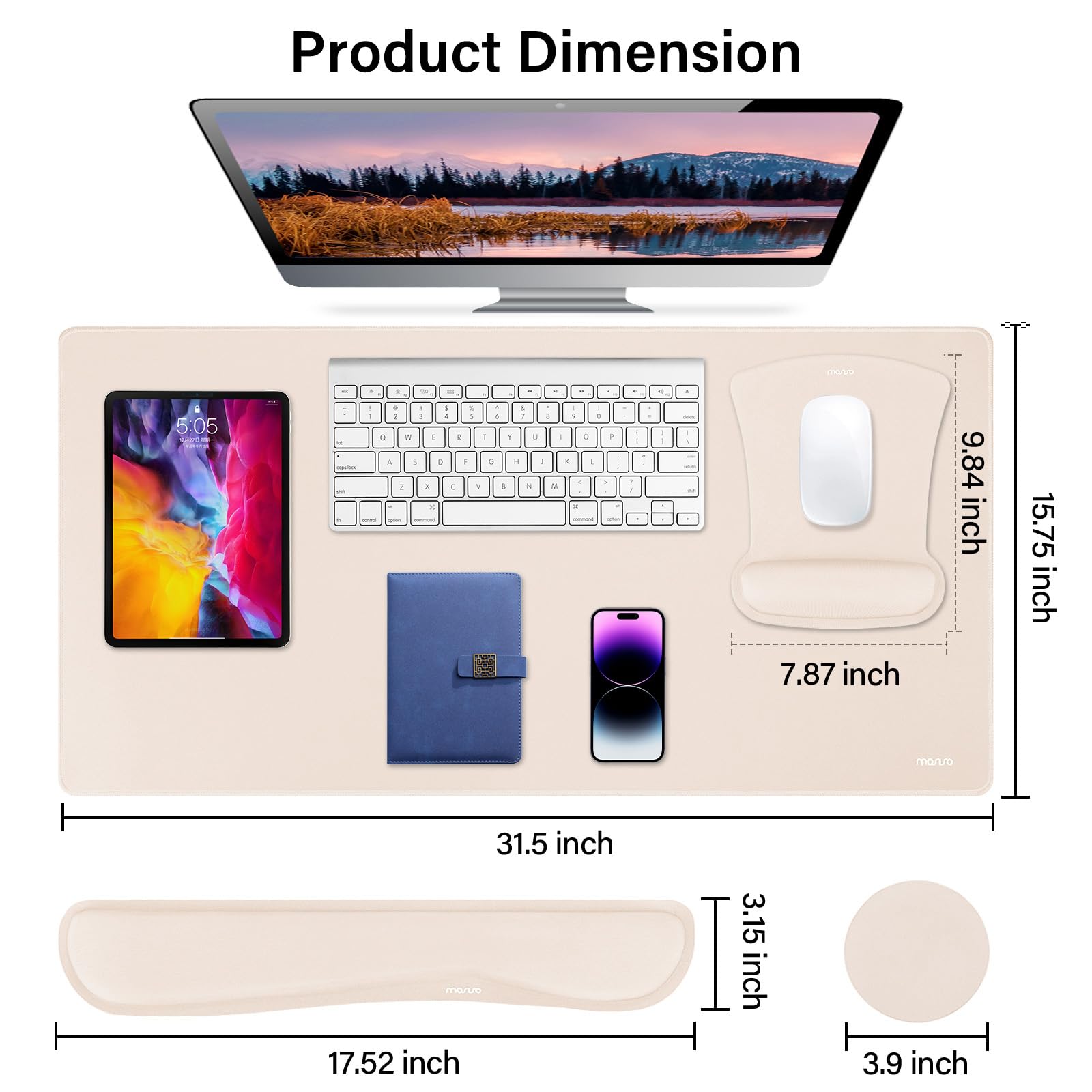 MOSISO Gaming Mouse Pad Set with Wrist Rest - Ergonomic Non-Slip for Office & Home