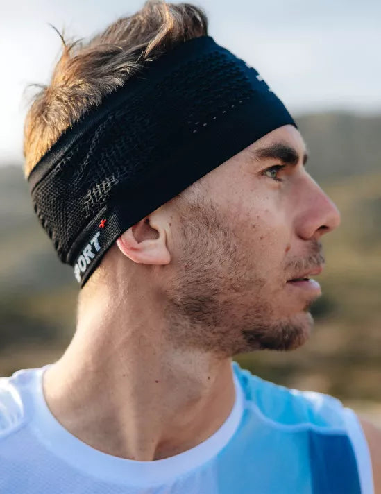 Compressport Unisex Headband On/Off - Sweat-Wicking Sports Headband for Running, Cycling & Workouts - Adjustable & Breathable (Black)