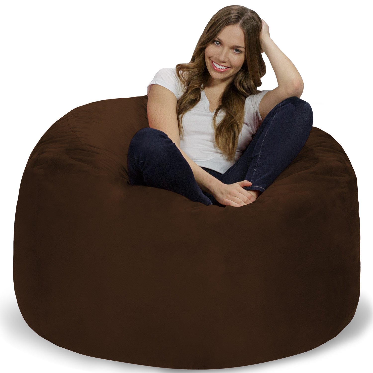 Chill Sack 4' Giant Memory Foam Bean Bag Chair - Oversized Sofa with Soft Microfiber Cover (Chocolate) - Perfect for Living Rooms, Game Rooms & Dorm Relaxation